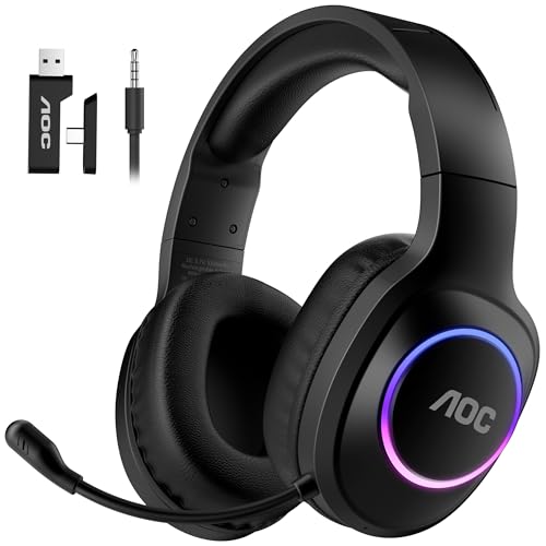 Black Wireless Gaming Headset with Noise Canceling Mic M5432