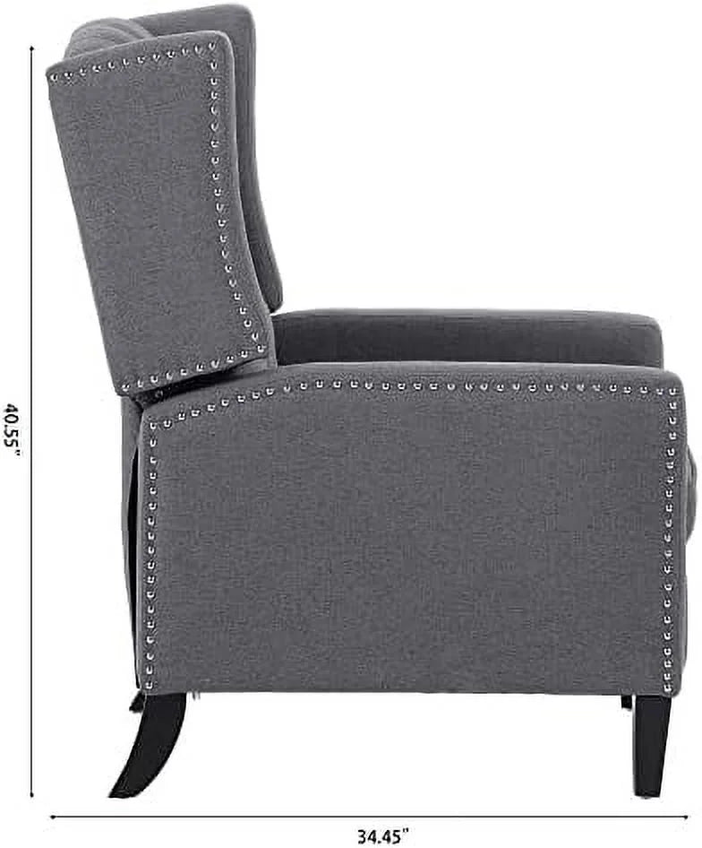 Beige Fabric Push Back Recliner Chair I113097