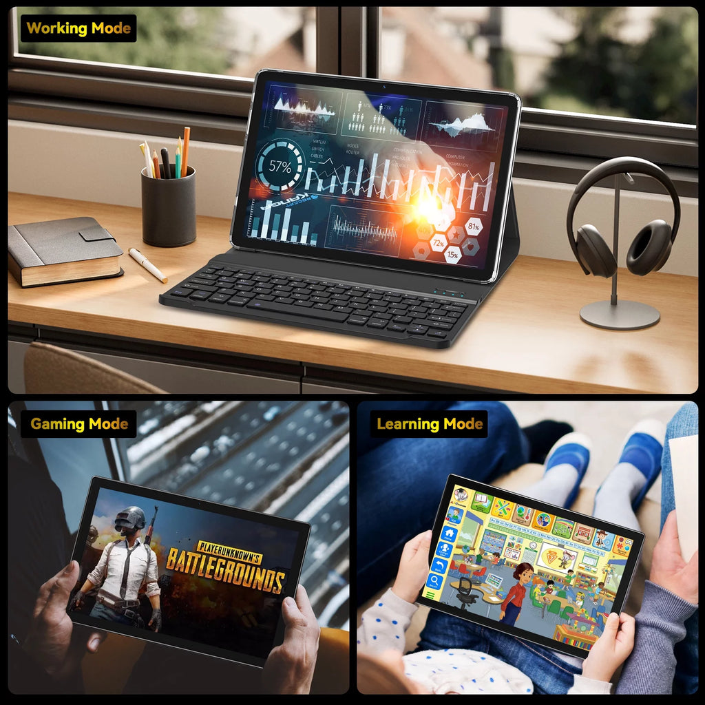 Black 10inch 128GB Android 12 Tablet with Keyboard H58840