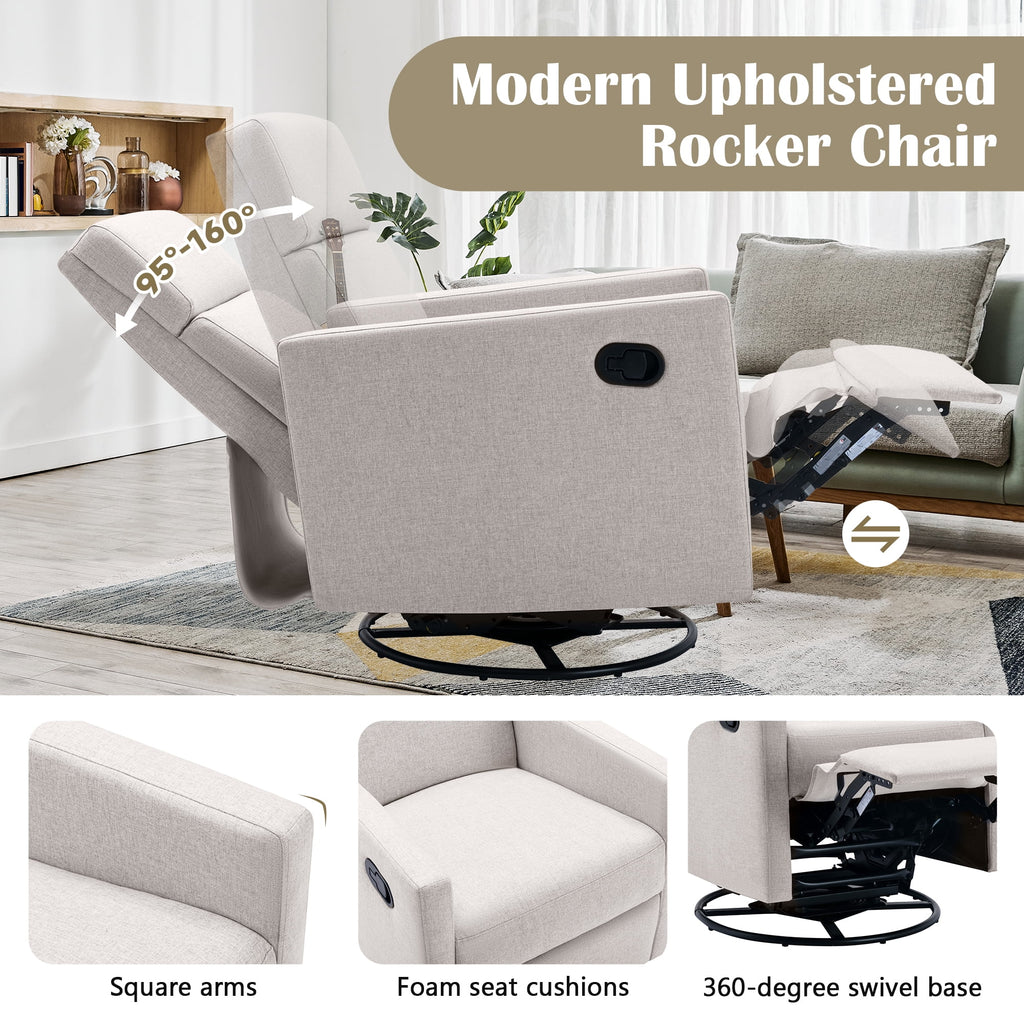 Tan Upholstered Swivel Recliner Chair X359
