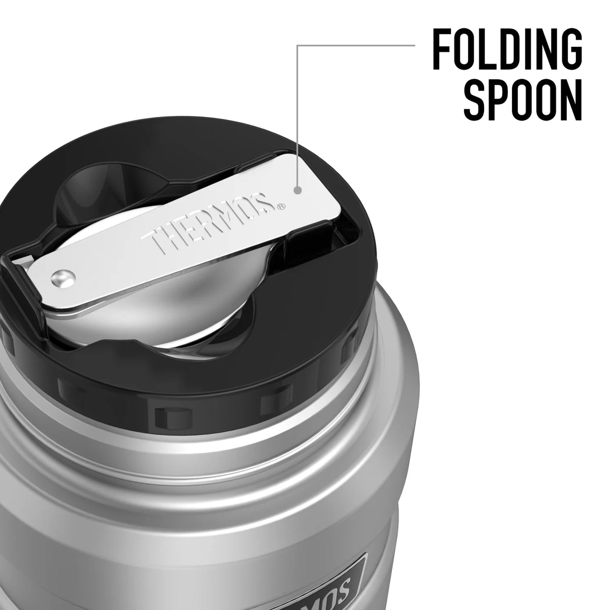 Stainless Steel Food Jar with Folding Spoon, 16oz A82220