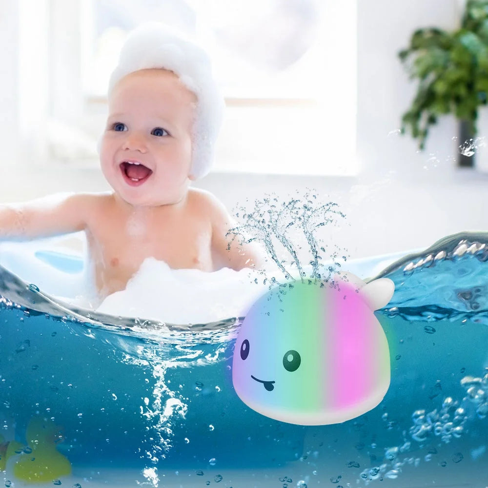 Baby Bath Toy Light up Whale Bath Toy 2 in 1 Induction Water Spray Toy Automatic Sprinkler Bathtub Toy K105