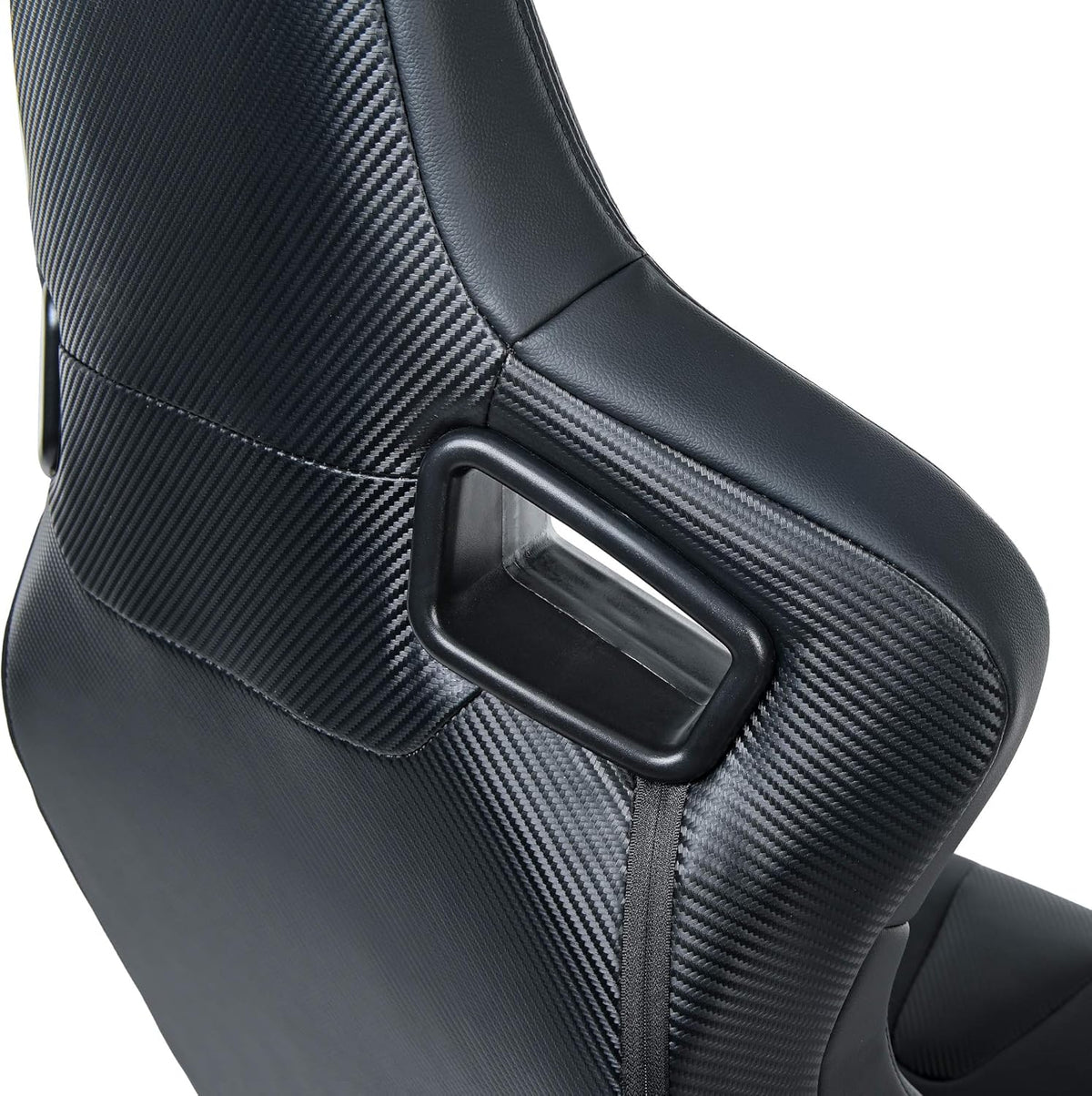 Pair of PVC Leather Racing Bucket Seats with Dual Sliders, Black F416