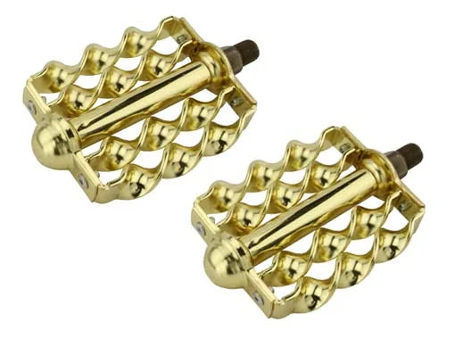 Gold Double Flat Twisted Bike Pedals J44957