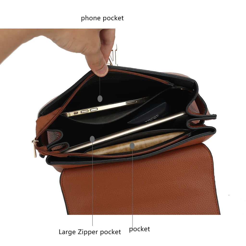 Black Vegan Leather Satchel & Wristlet Wallet A238