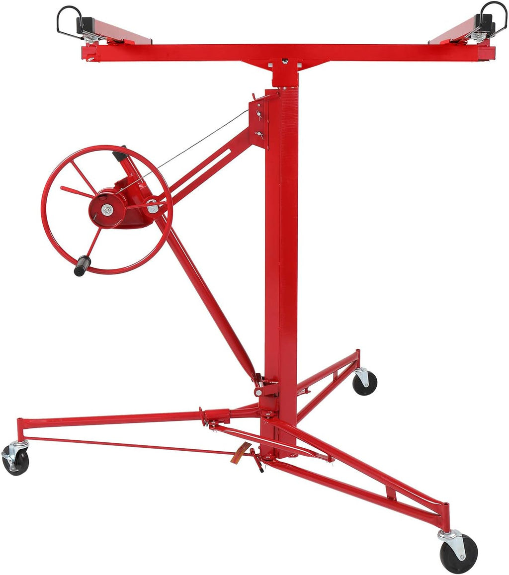 11 FT Drywall Lift Portable Panel Hoist with Adjustable Telescopic Arm Lockable Caster Wheel P1871