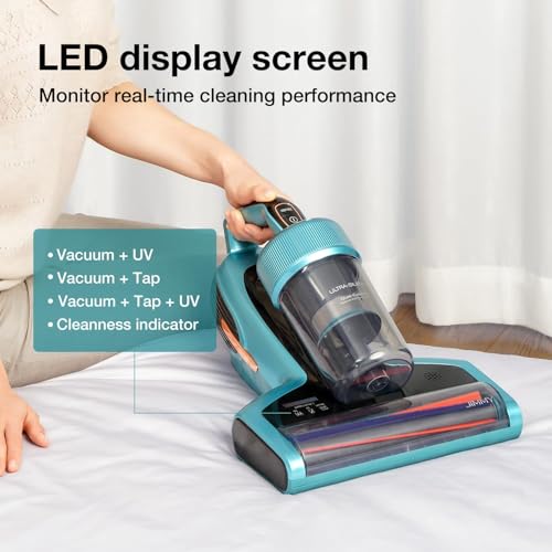 Mattress Vacuum Cleaner with UV-C & Ultrasonic & 5s Quick Heating, 16Kpa Suction 480W Handheld Vacuums with HEPA T1300