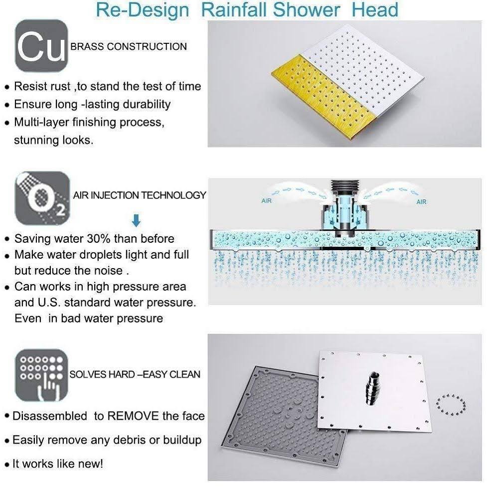 12x22 Rainfall LED Shower Set Double-Function Valve, Brass Handheld Shower Oil Rubbed Bronze G39671
