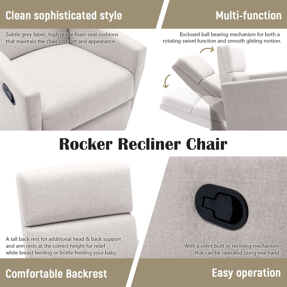 Tan Upholstered Swivel Recliner Chair X359