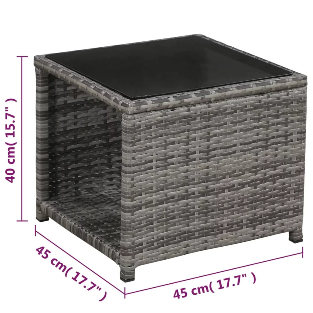 3 Piece Bistro Set with Cushions Poly Rattan Gray W537275