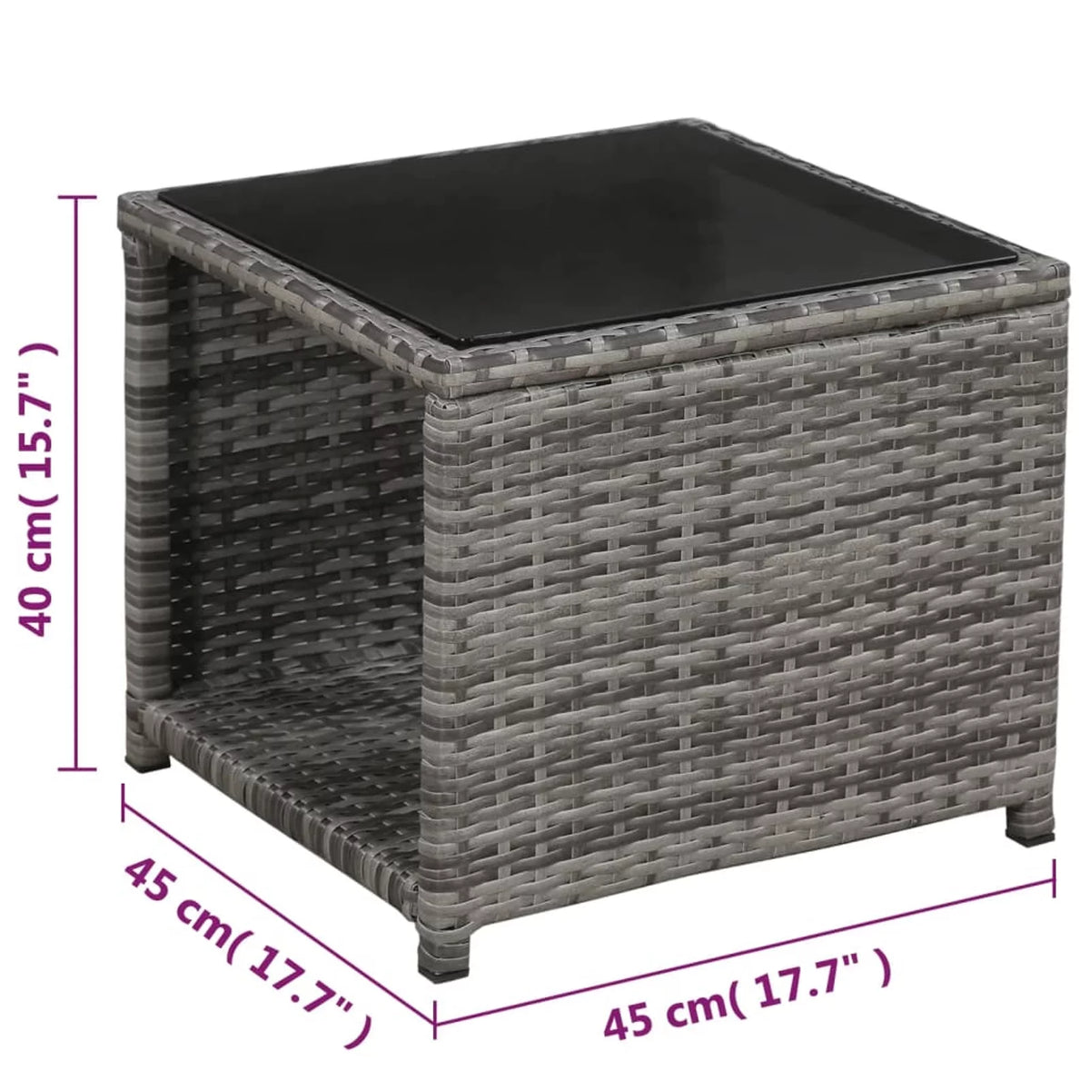 3 Piece Bistro Set with Cushions Poly Rattan Gray W537275