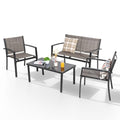 4 Pieces Patio Furniture Set with Glass Coffee Table R455596
