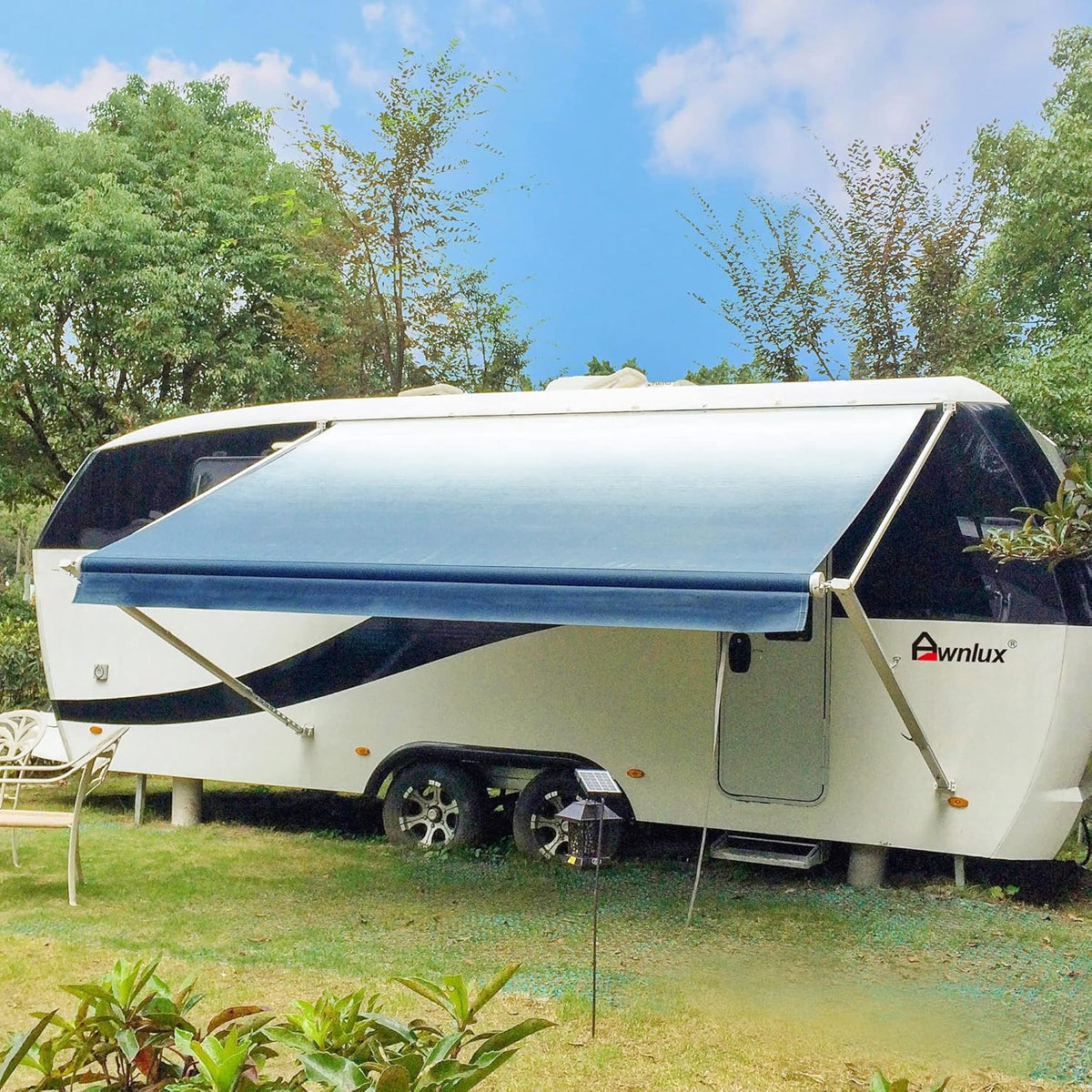 White Manual Retractable RV Awning 20x8 Ft Q2875