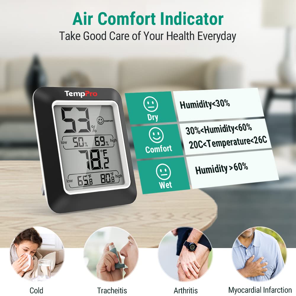 Black 2 Pack Indoor Thermometer Humidity Sensor N661