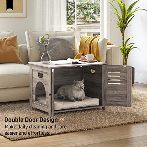 Espresso Wooden Litter Box Enclosure with Double Rooms, 47.2" G735