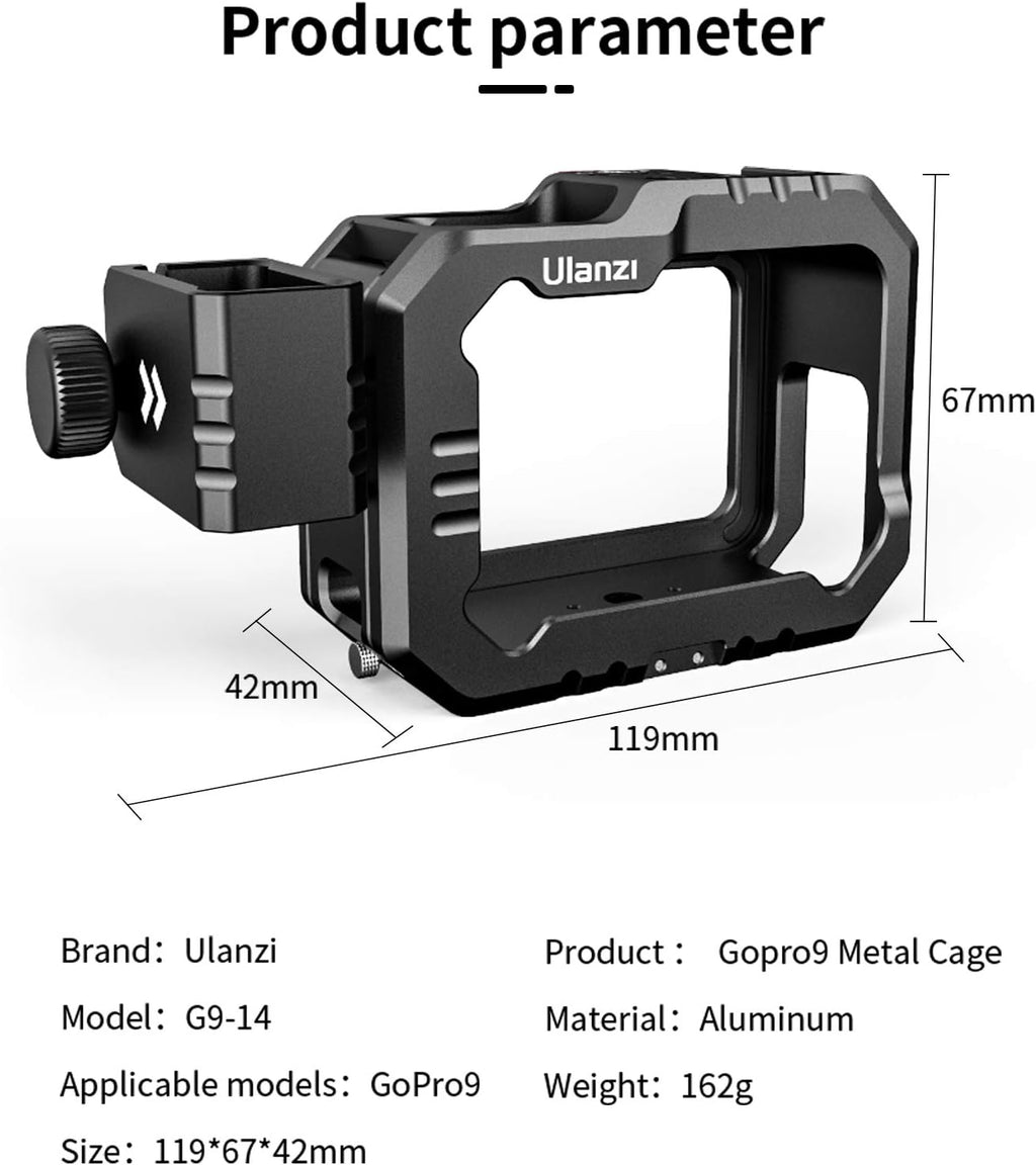 Aluminum Video Case with Cold Shoe Mount for Gopro 9/10 M920812