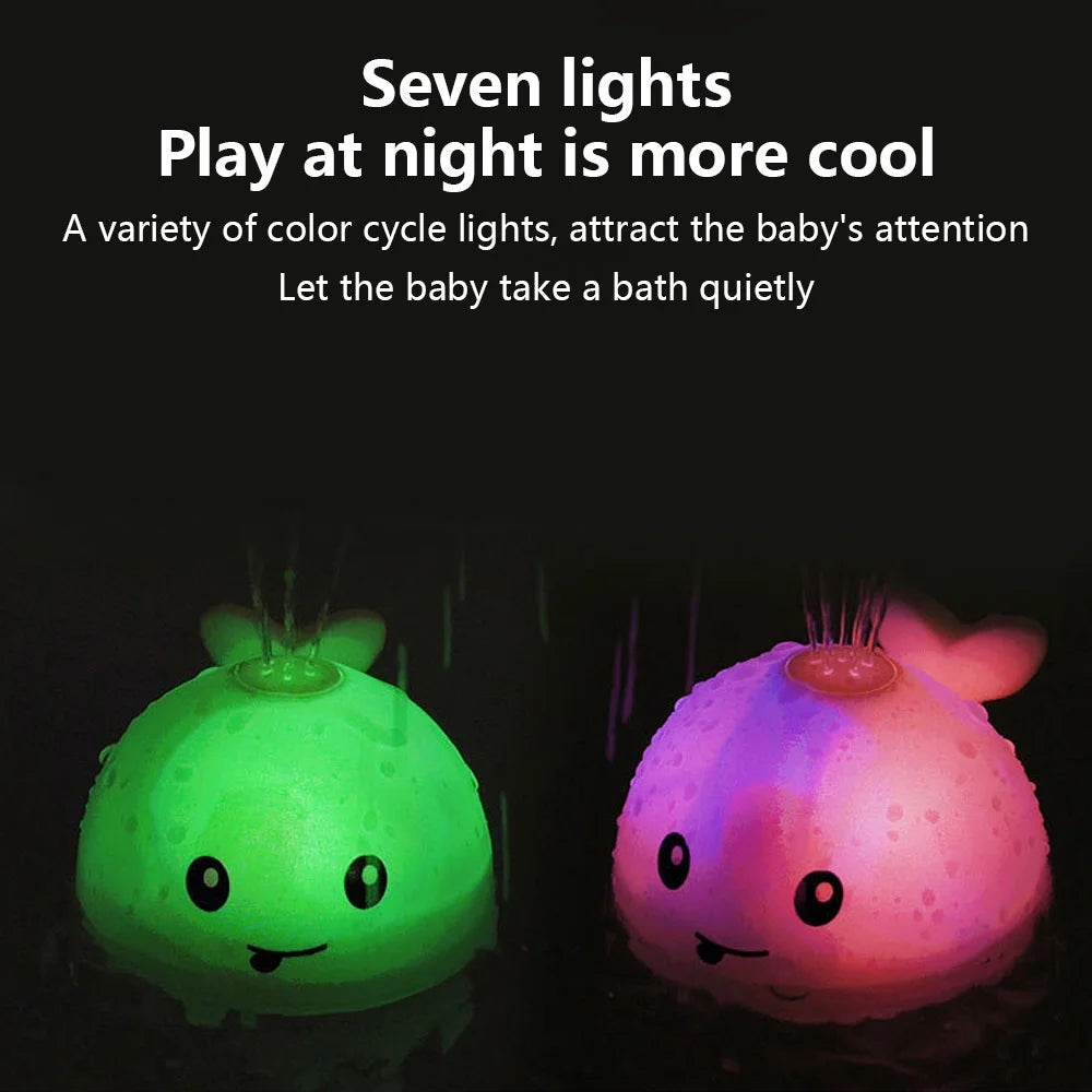 Baby Bath Toy Light up Whale Bath Toy 2 in 1 Induction Water Spray Toy Automatic Sprinkler Bathtub Toy K105