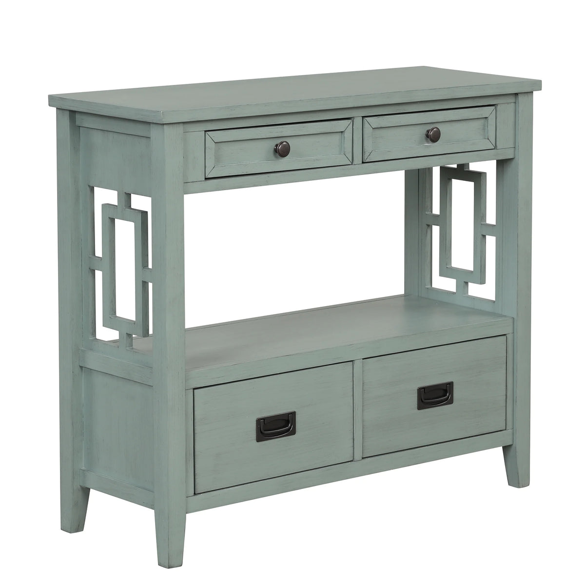 36'' Pine Wood Console Table with 4 Drawers E265572