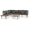 4 Piece Acacia Wood Patio Lounge Set with Cushions A3522