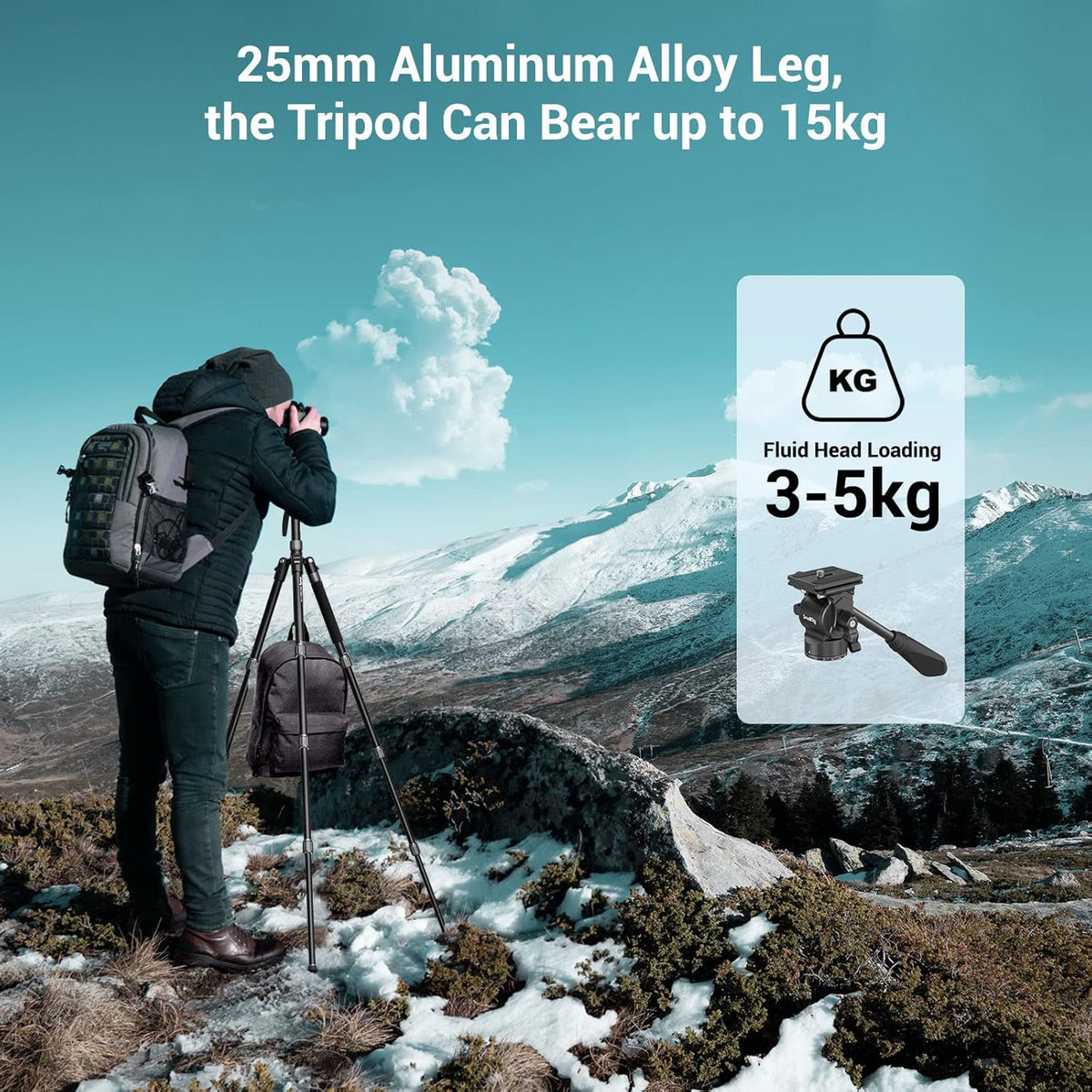 71 Video Tripod Monopod with Fluid Head, Aluminum Camera Tripod, Adjustable Height from 16.5 to 71 D1523
