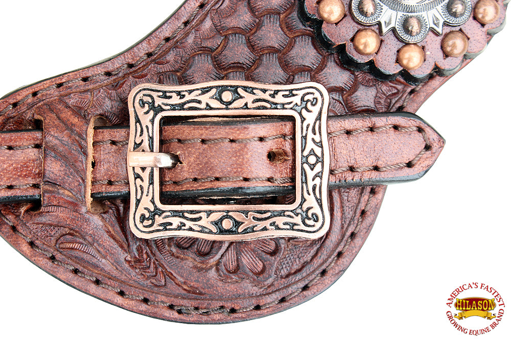 Copper Leather Spur Straps With Studs And Concho G568662