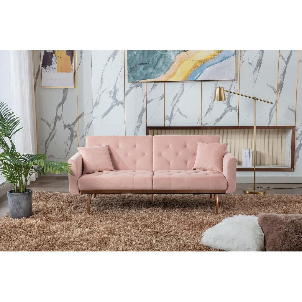 Pink Velvet Folding Sofa Y625