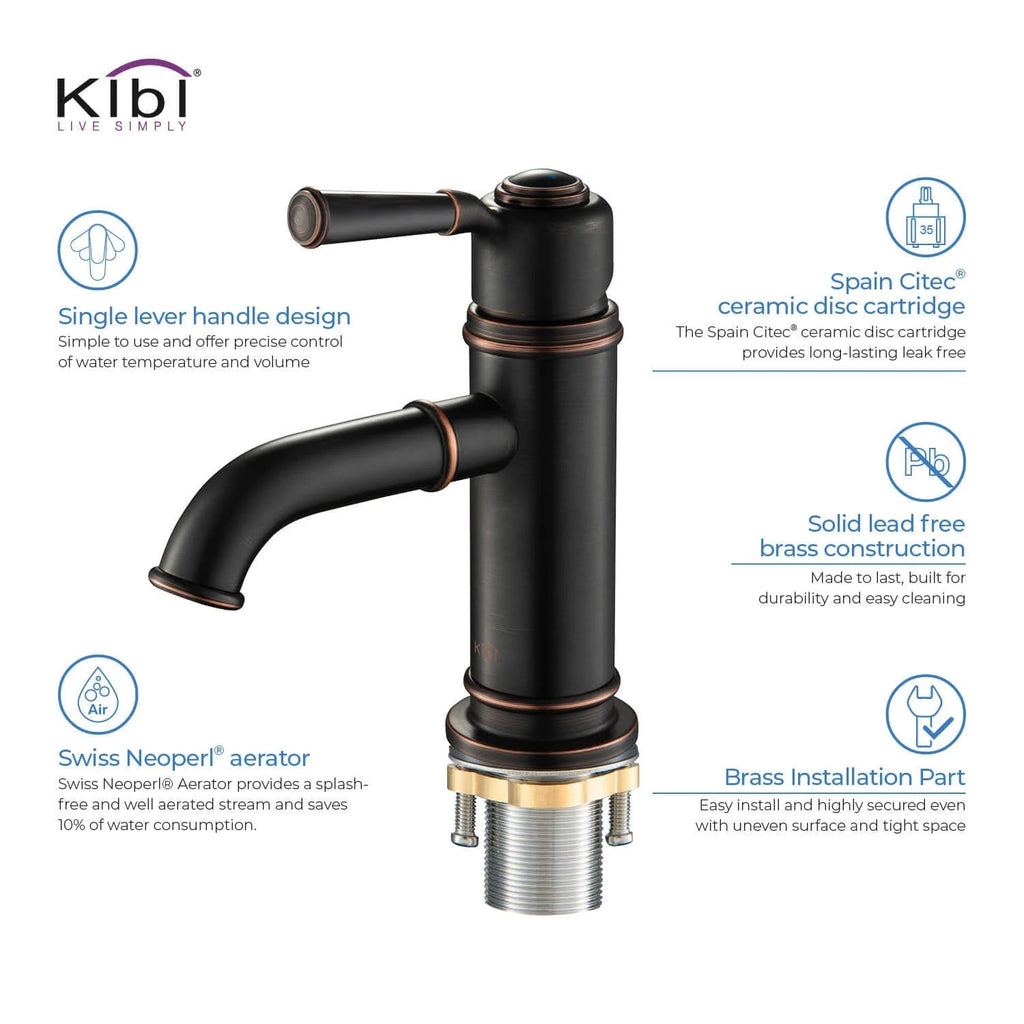 Oil Rubbed Bronze Single Hole Bathroom Faucet G45363