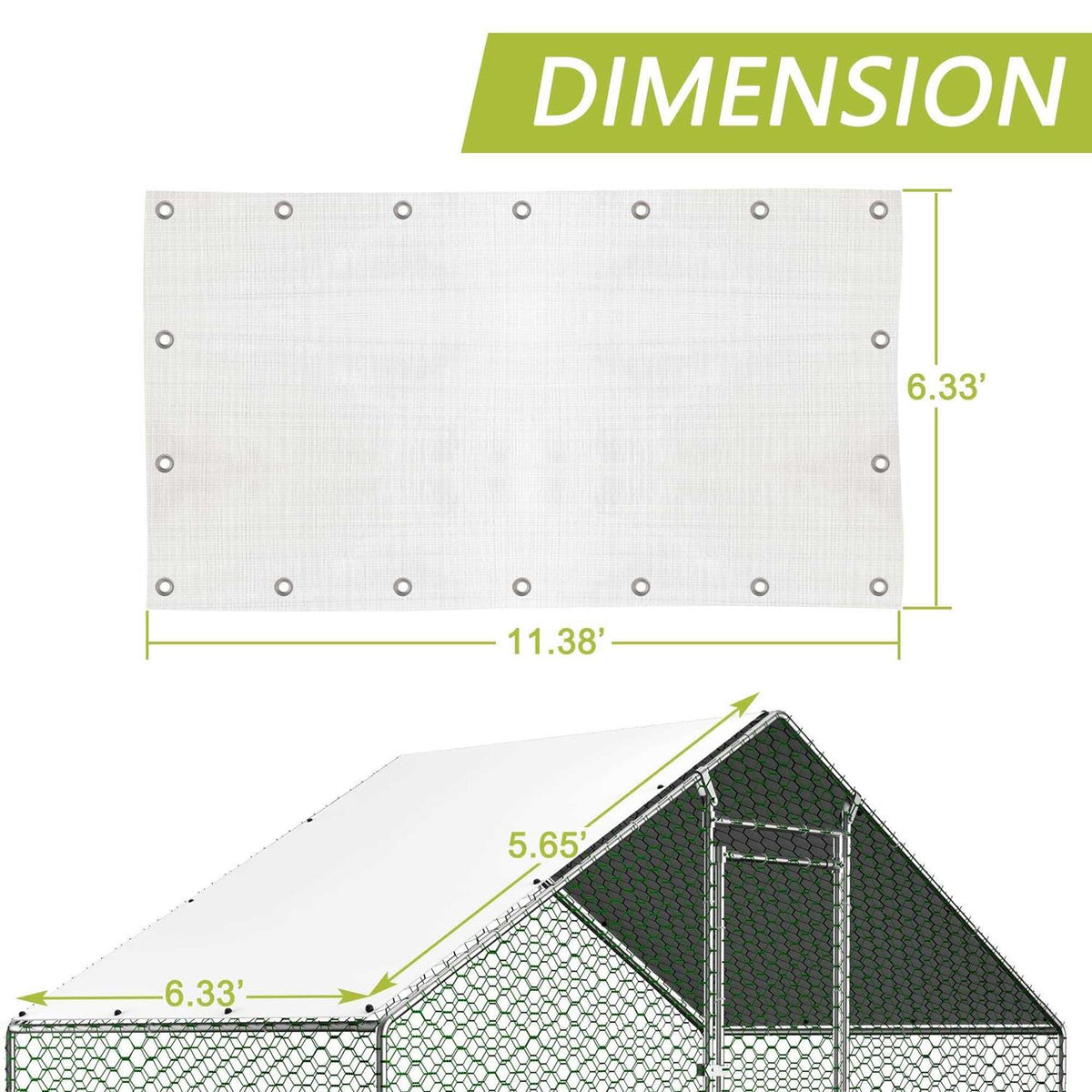 Outdoor Metal Chicken Coop Cover with Ball Bungees W2465