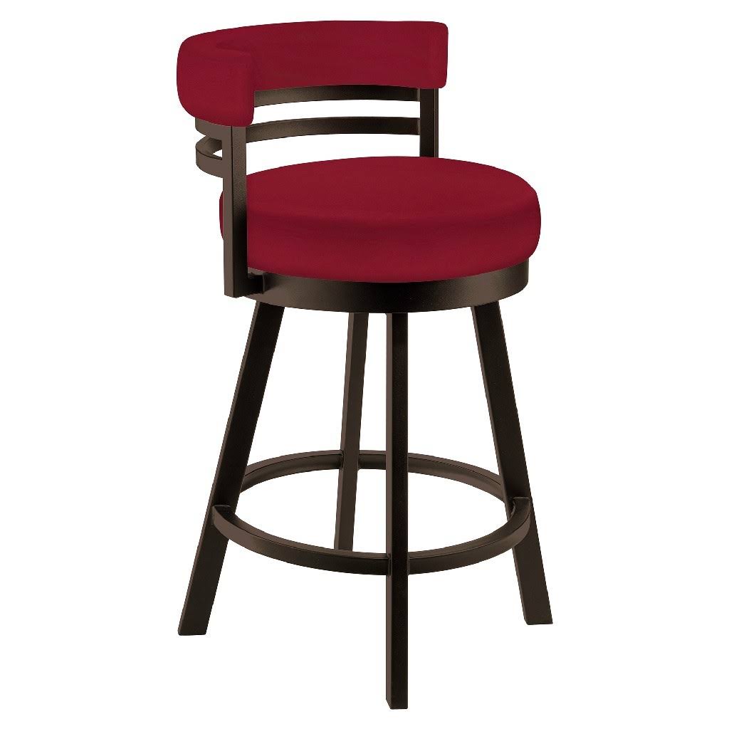 Red Faux Leather Swivel Barstool Y71897