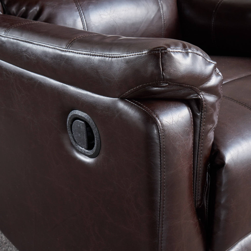 Tufted Brown Leather Swivel Gliding Recliner Chair B33950