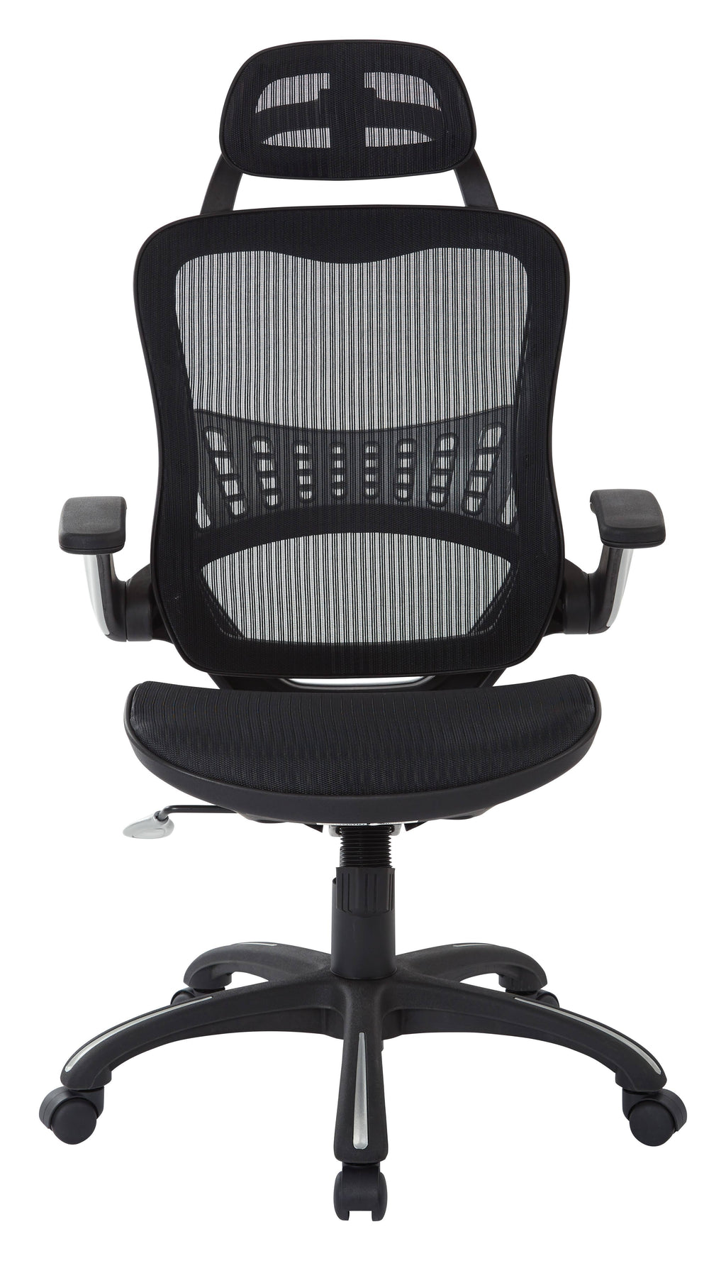 Black Vertical Chair with Nylon Arms and Headrest I987