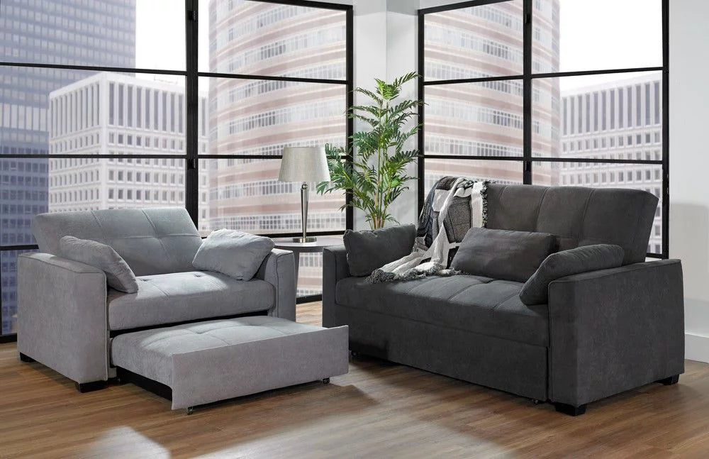 Light Gray Queen Size Chenille Sleeper Sofa A742