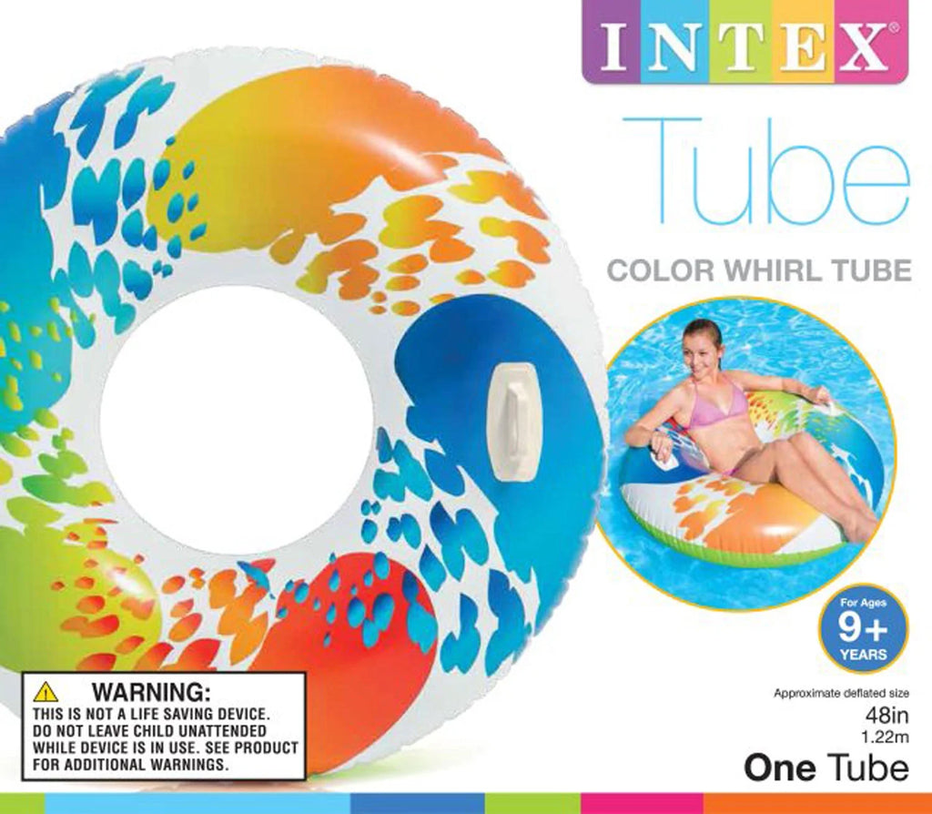 Inflatable 47" Color Whirl Tube Pool Raft with Handles (6 Pack) Y76179