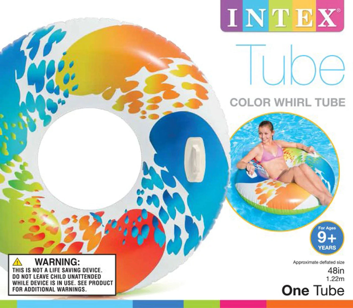 Inflatable 47" Color Whirl Tube Pool Raft with Handles (6 Pack) Y76179