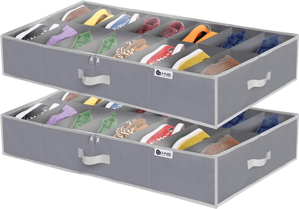 Extra Large Underbed Shoe Storage Organizer, Set of 2 Gray C212613