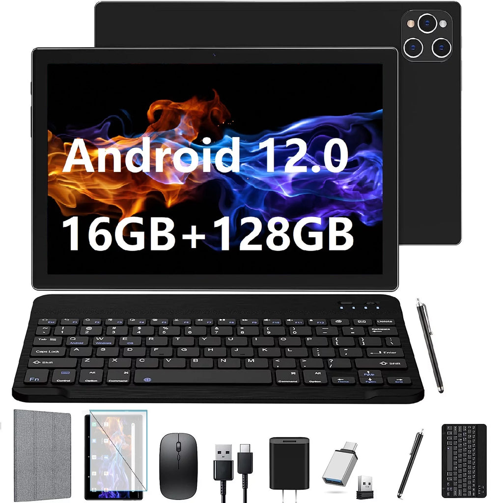 Black 10inch 128GB Android 12 Tablet with Keyboard H58840