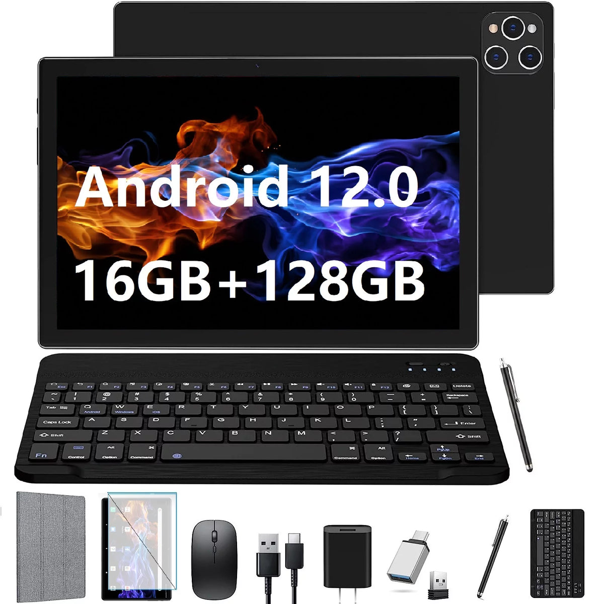 Black 10inch 128GB Android 12 Tablet with Keyboard H58840