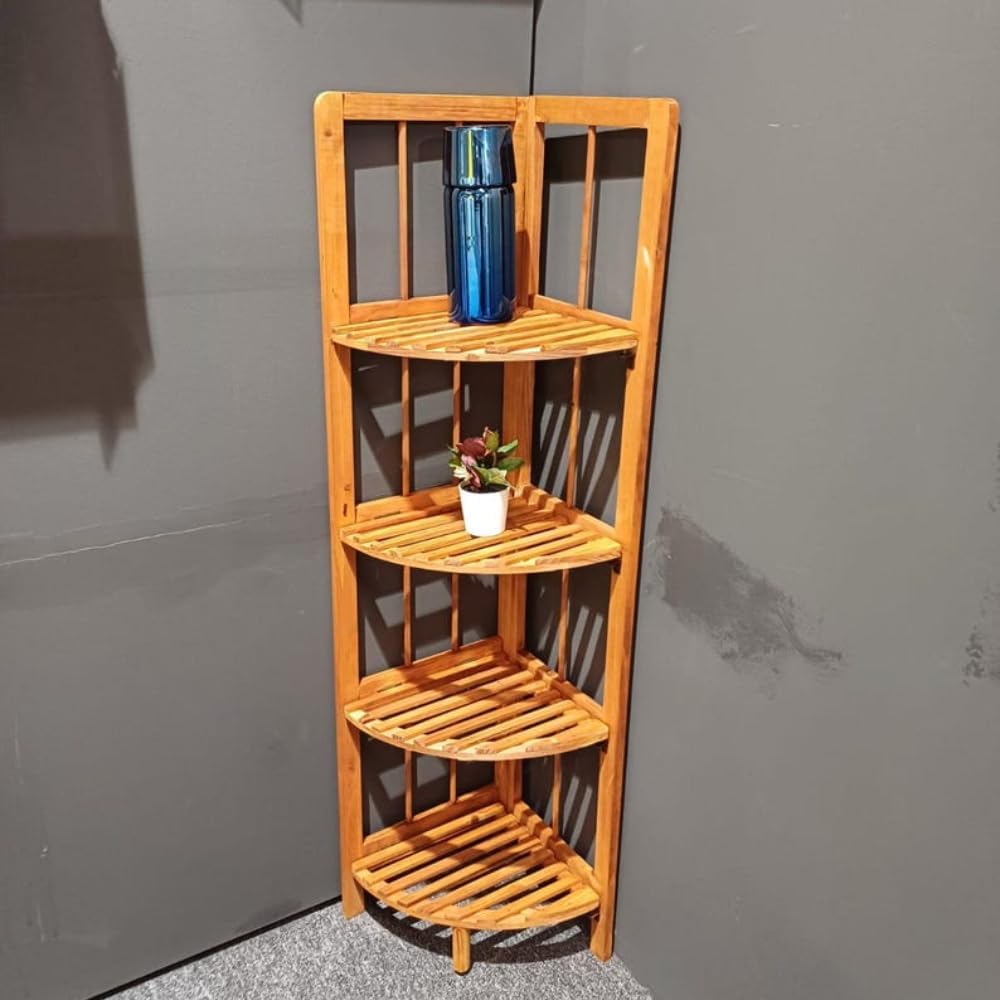 4-Tier Open Wooden Corner Shelf, 11" W x 43" H x 11" D H53665