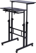 Black Adjustable Mobile Standing Desk K14476