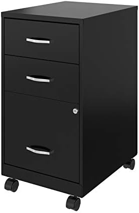 3 Drawer Metal Mobile File Cabinet with Lock, Black G555680