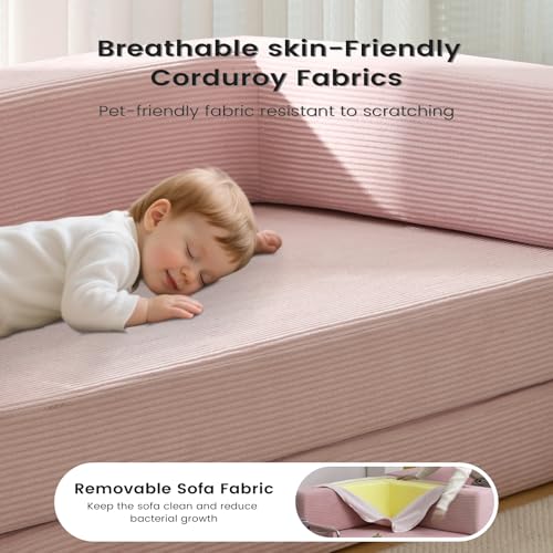 Off White Corduroy Modular Floor Couch J133873
