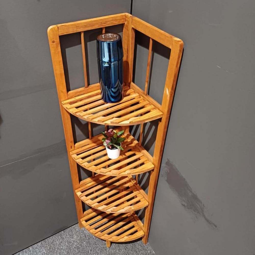 4-Tier Open Wooden Corner Shelf, 11" W x 43" H x 11" D H53665