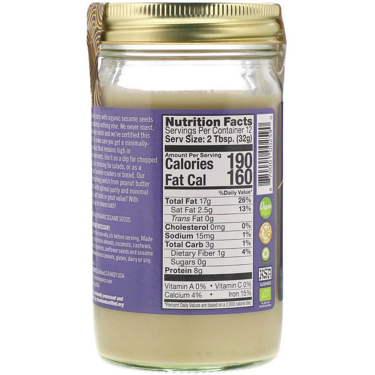 14 oz Pack of 4 Organic Raw Tahini Sesame Seed Butter G894369