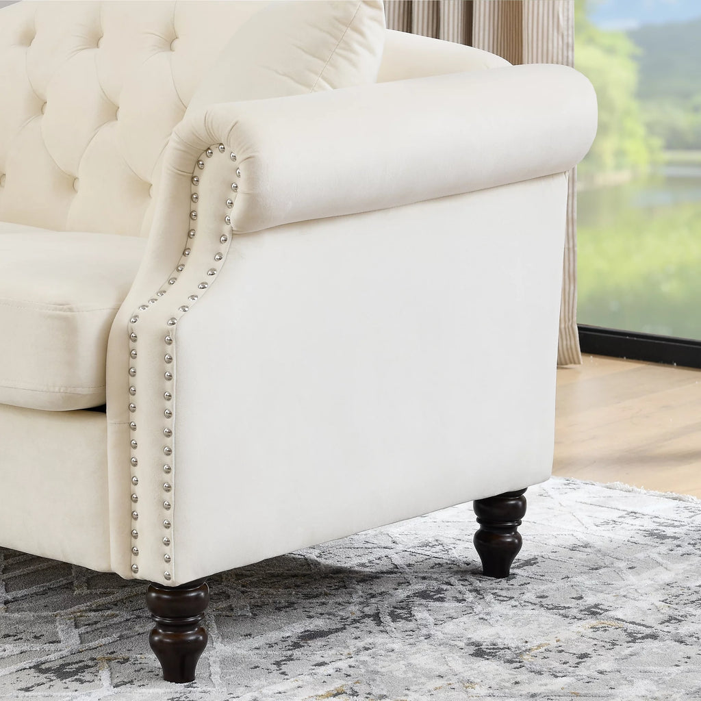 Grey Velvet 2 Seater Chesterfield Sofa R551768