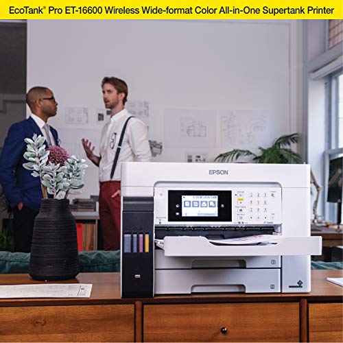 White Wireless Wide-Format Color All-in-One Supertank Printer with Scanner, Copier, Fax and Ethernet Z61691