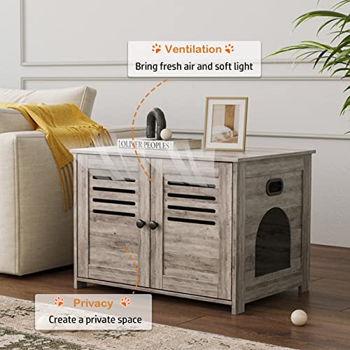 Espresso Wooden Litter Box Enclosure with Double Rooms, 47.2" G735