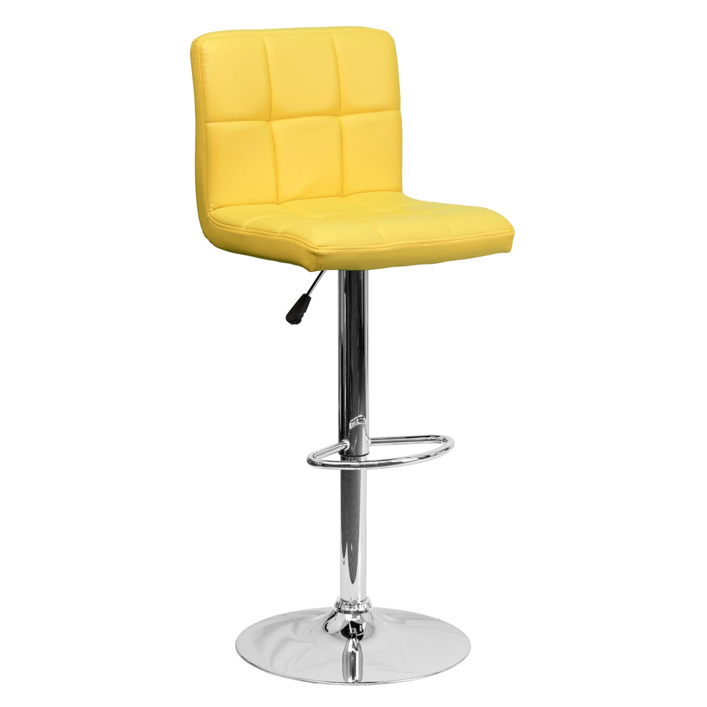 Green Quilted Vinyl Adjustable Height Barstool Set of 2 L94512
