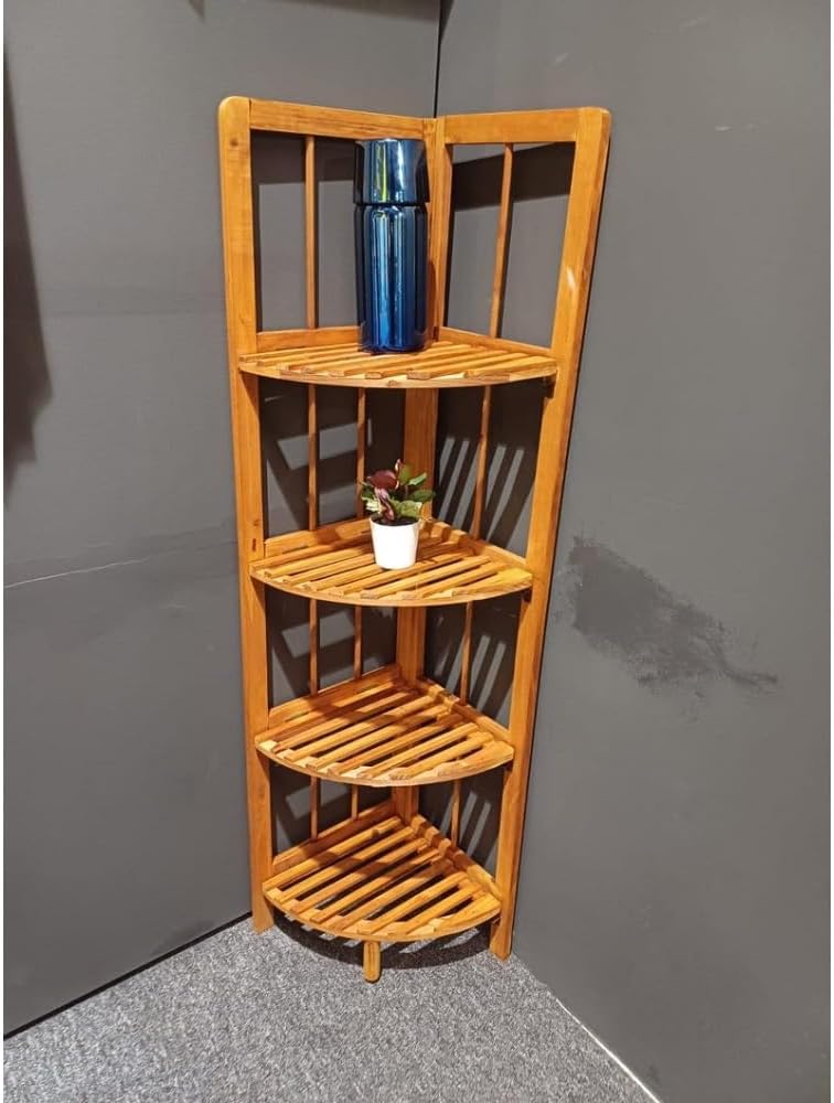 4-Tier Open Wooden Corner Shelf, 11" W x 43" H x 11" D H53665