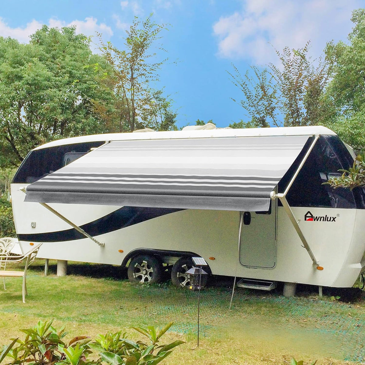 White Manual Retractable RV Awning 20x8 Ft Q2875