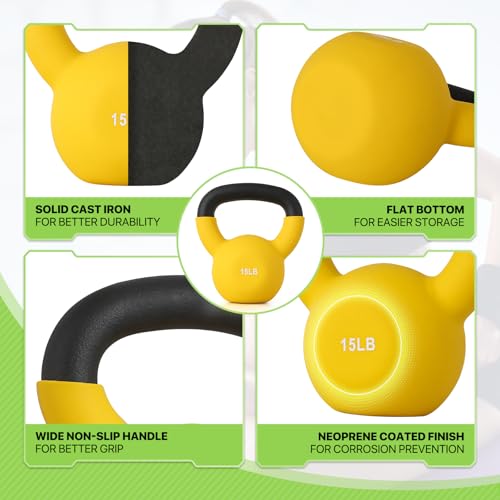 Neoprene Coated Solid Cast Iron Kettlebell C7623